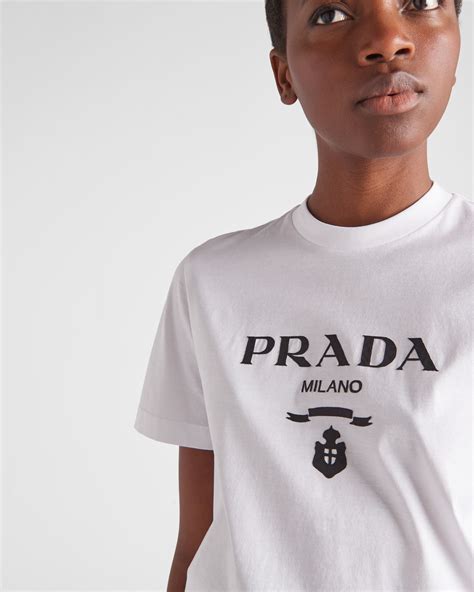 nuova linea prada t shirt|White Stretch cotton T.